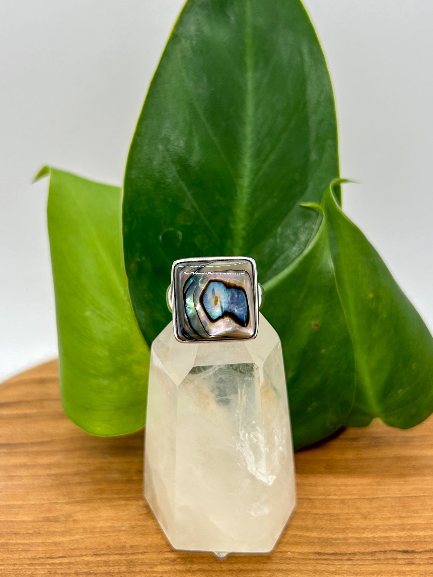 Square Abalone Ring (size 8)