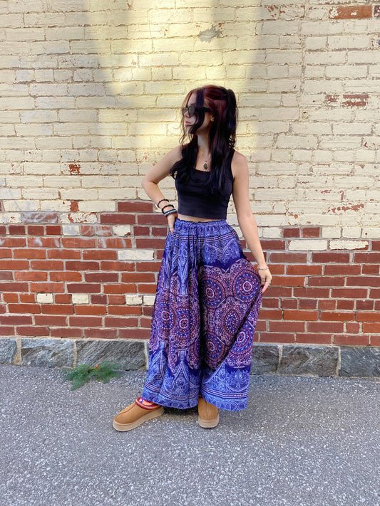 Indigo Pattern Flowy Pants