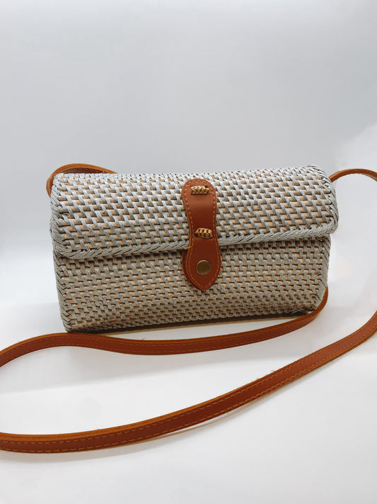 Rectangle Rattan Purse- Grey