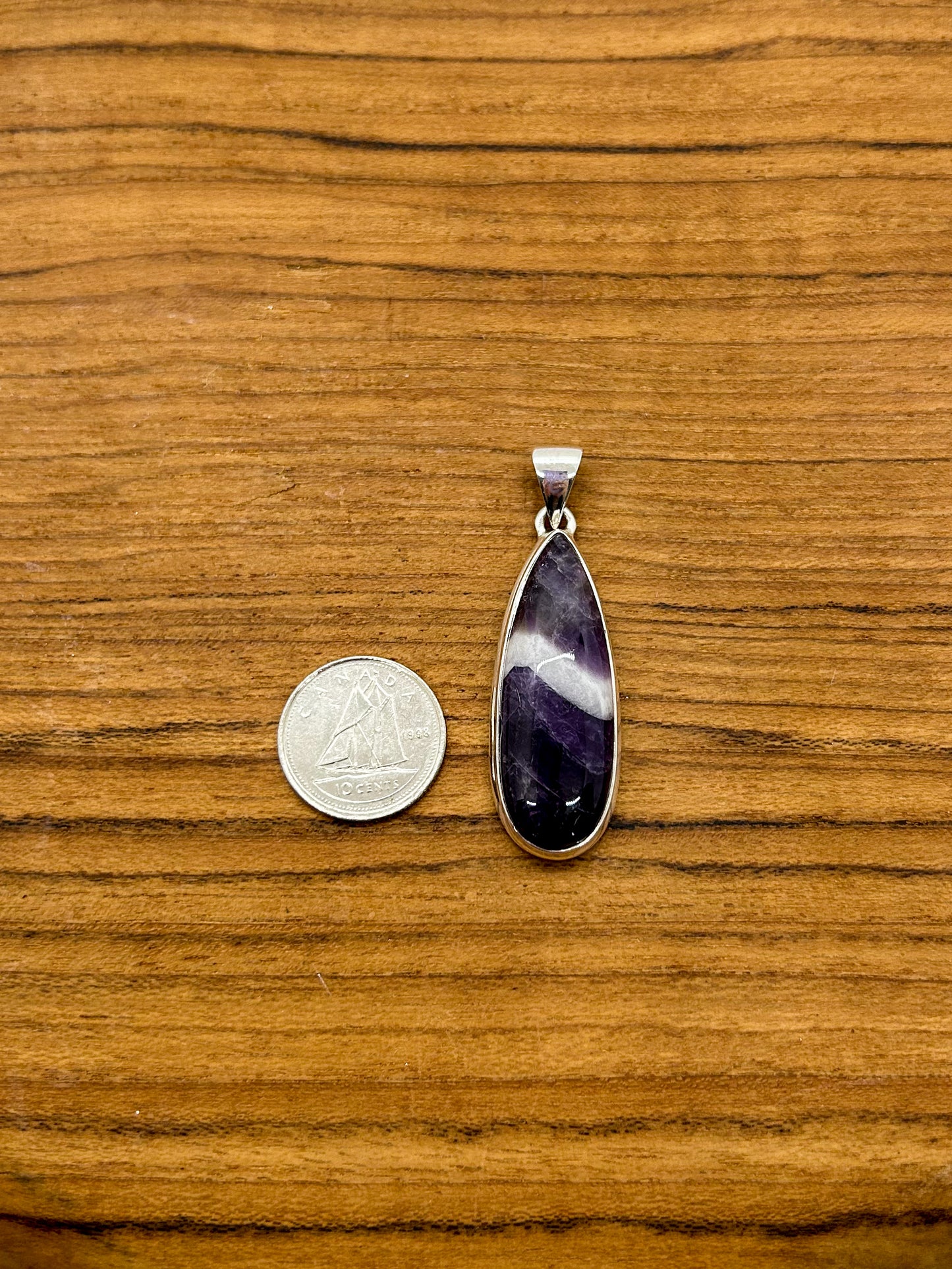 Chevron Amethyst Teardrop Pendant