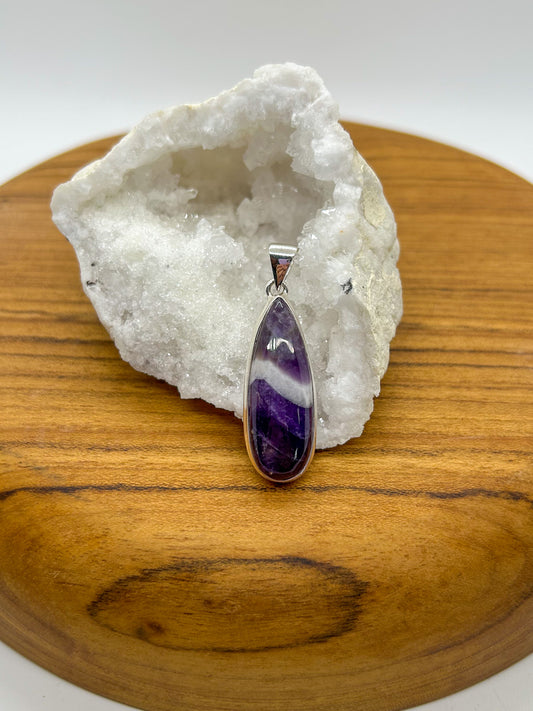 Chevron Amethyst Teardrop Pendant