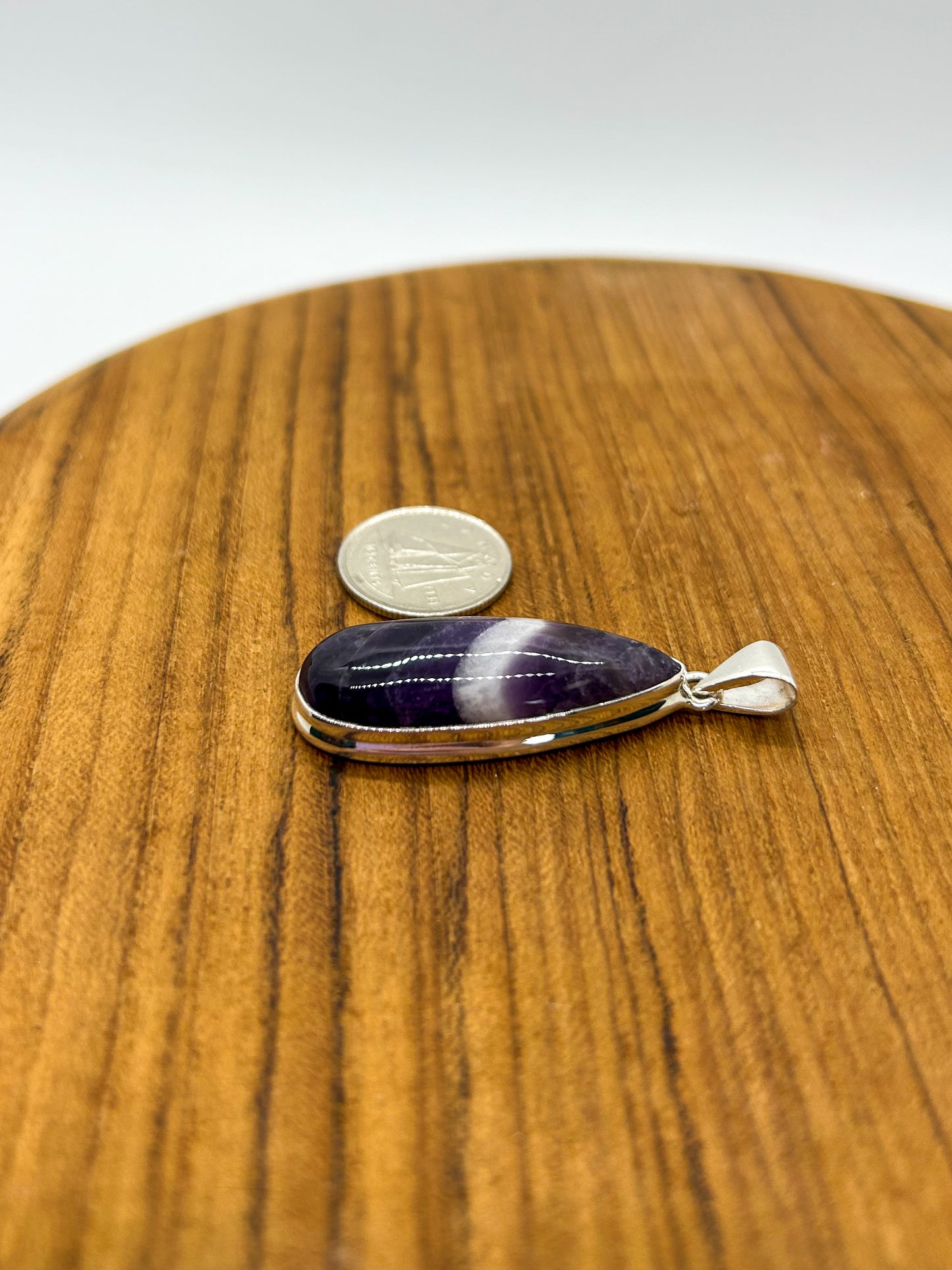 Chevron Amethyst Teardrop Pendant