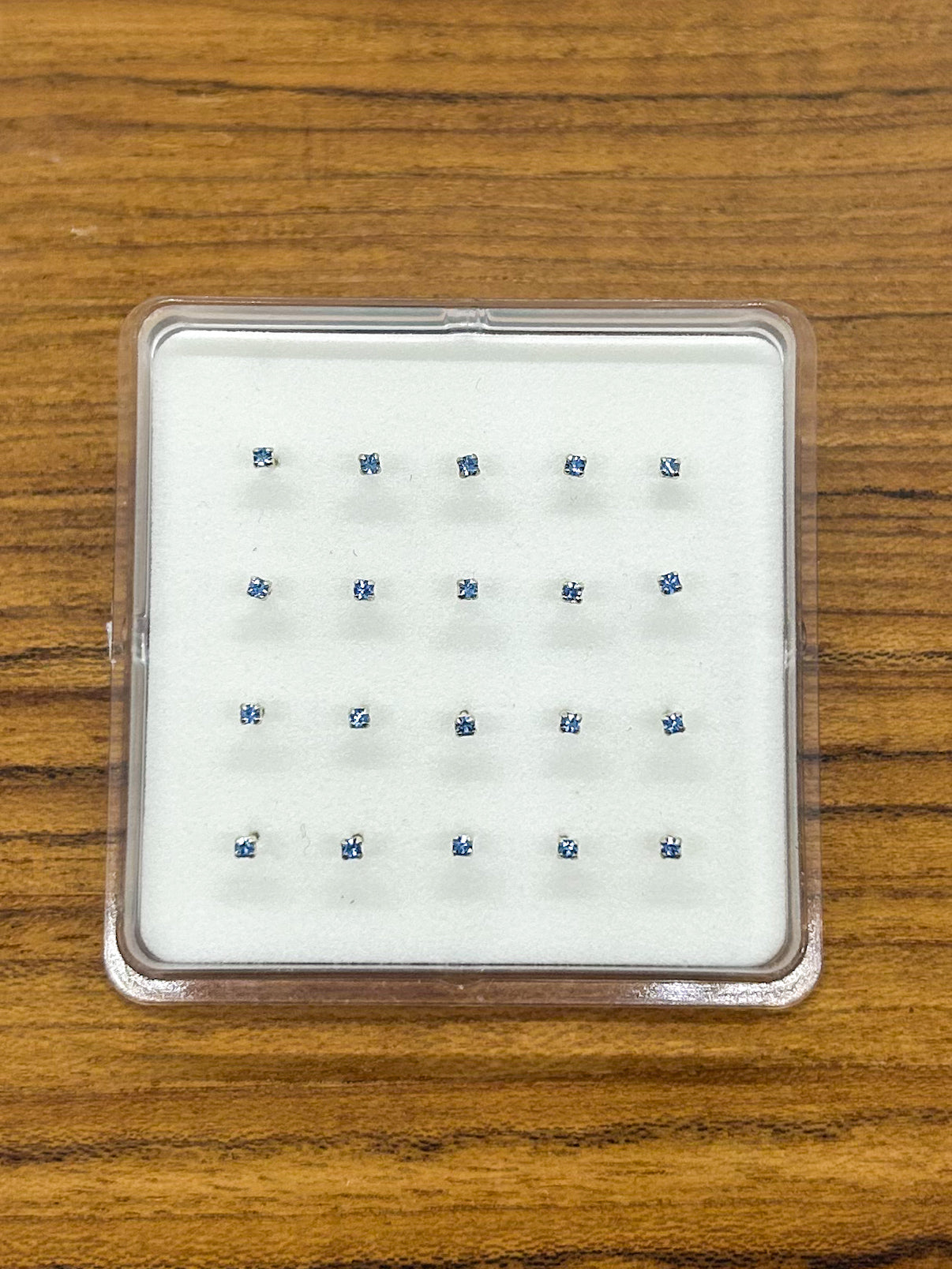 Blue Square Nose Studs- Ball Back