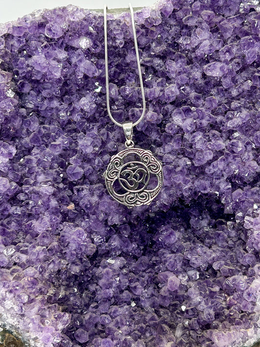 Sterling Silver Fancy Om Pendant