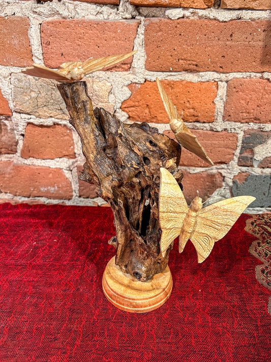 Butterfly Parasite Wood Statue #3