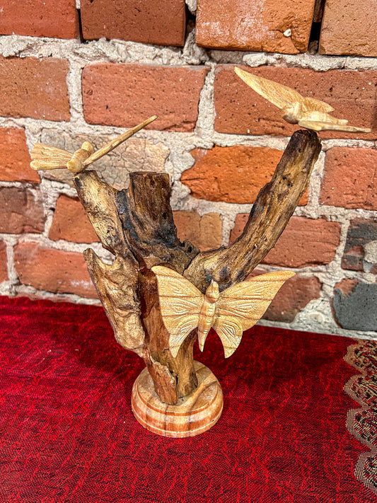 Butterfly Parasite Wood Statue #2