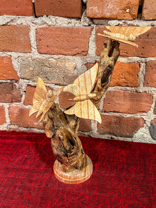 Butterfly Parasite Wood Statue #1