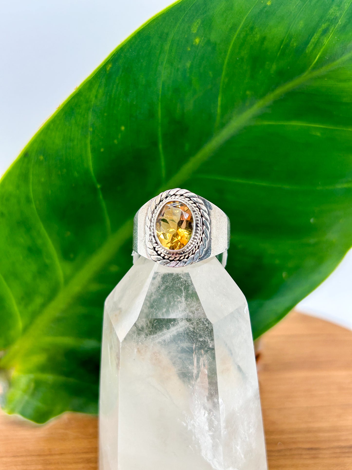 Braided Citrine Ring (size 8)