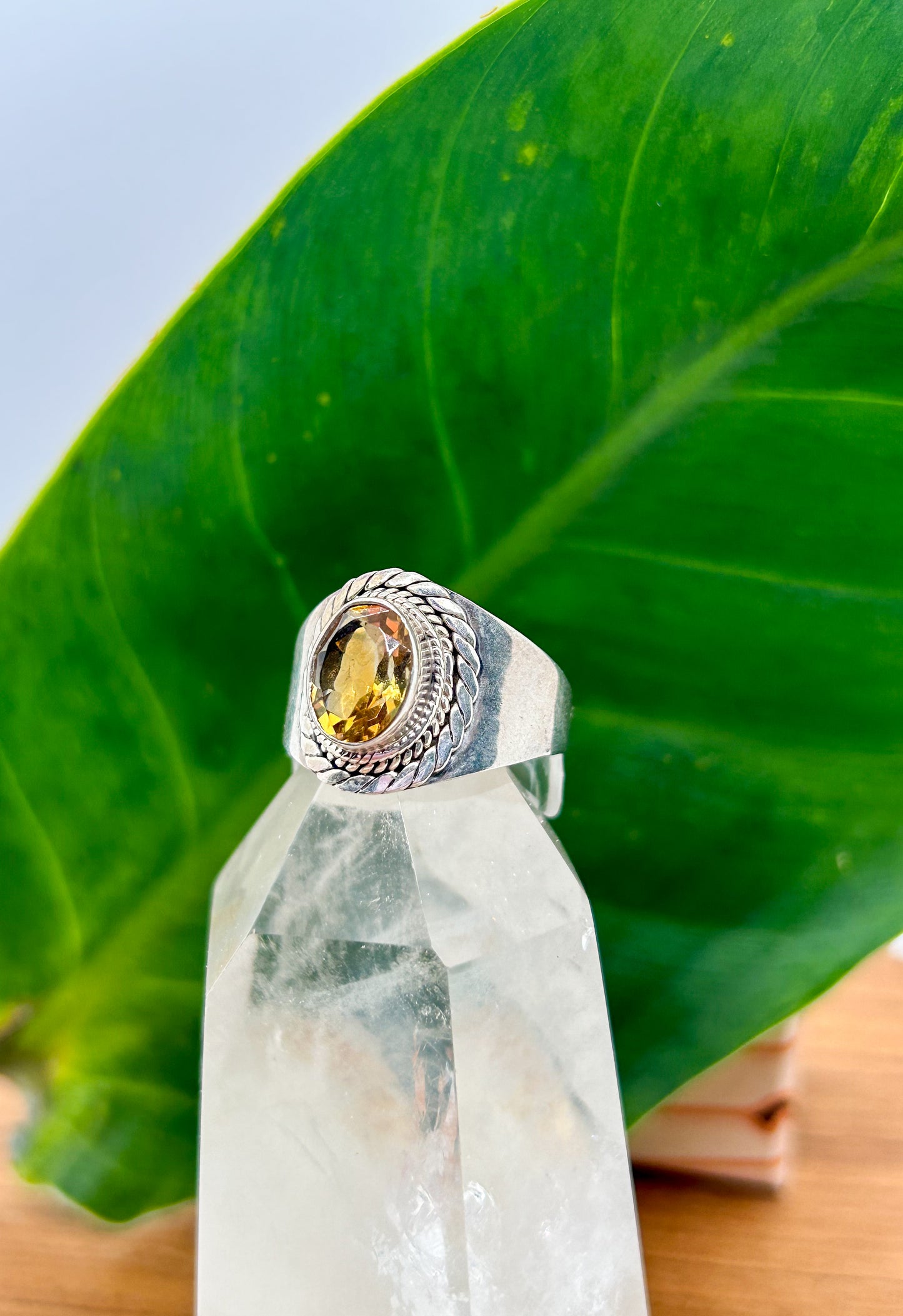 Braided Citrine Ring (size 8)