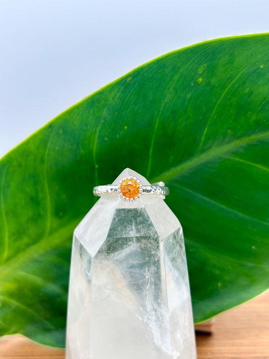 Hammered Silver Citrine Ring