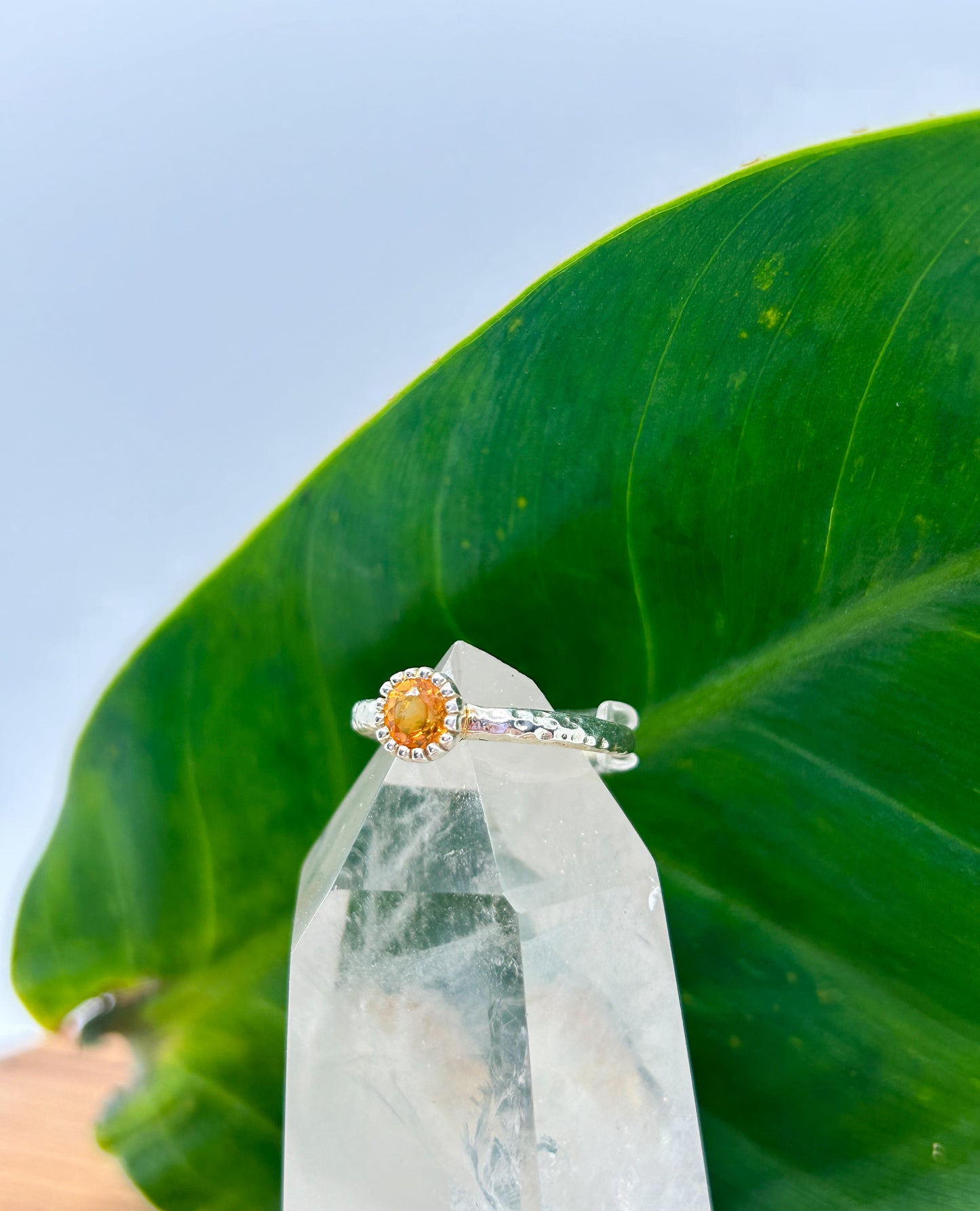 Hammered Silver Citrine Ring