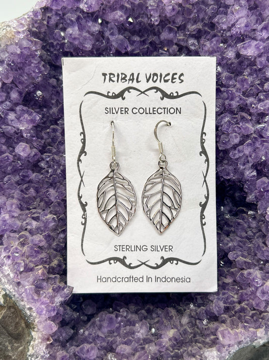 Sterling Silver Cut Out Leaf Dangles