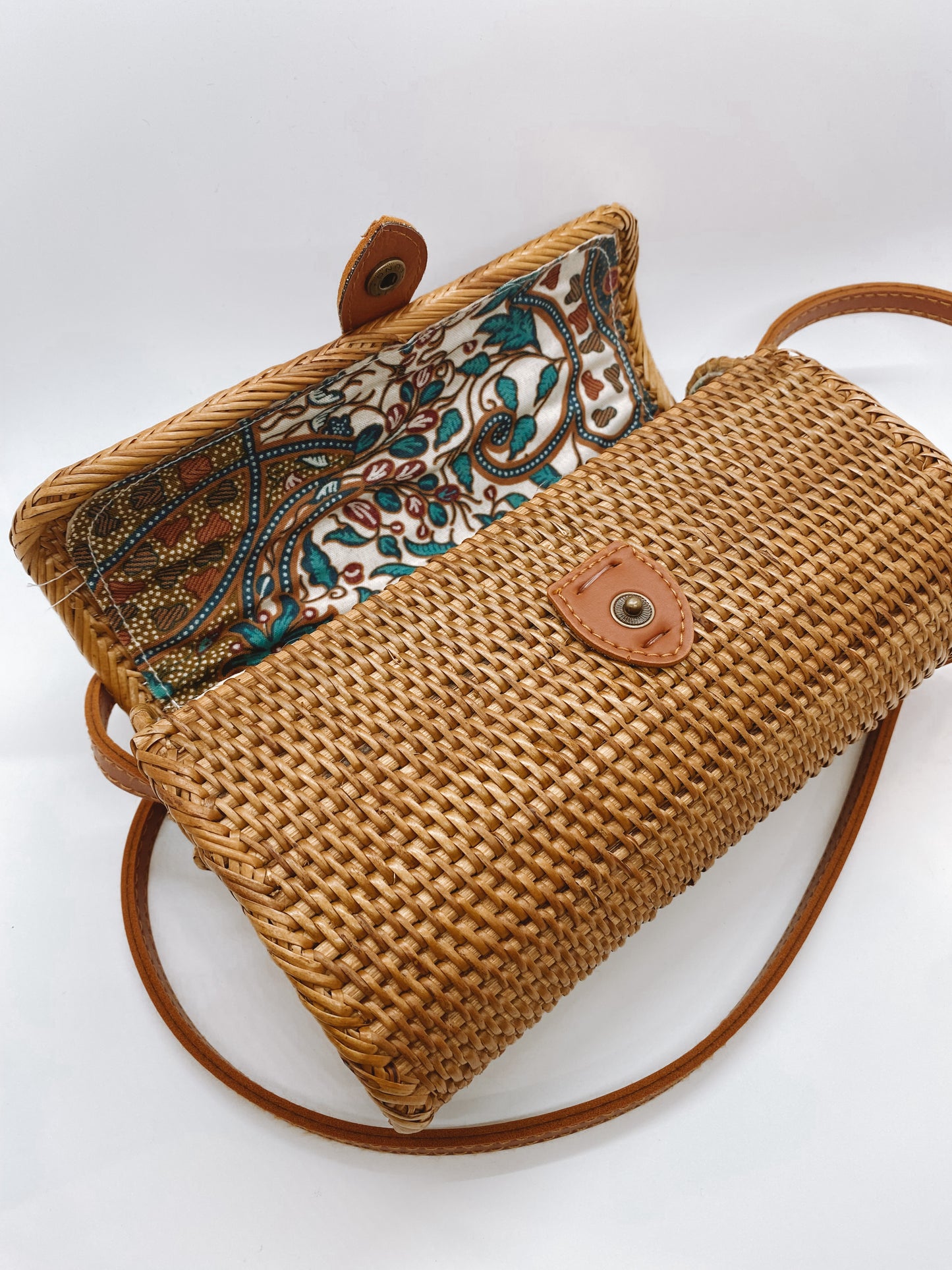 Rectangle Rattan Purse- Brown