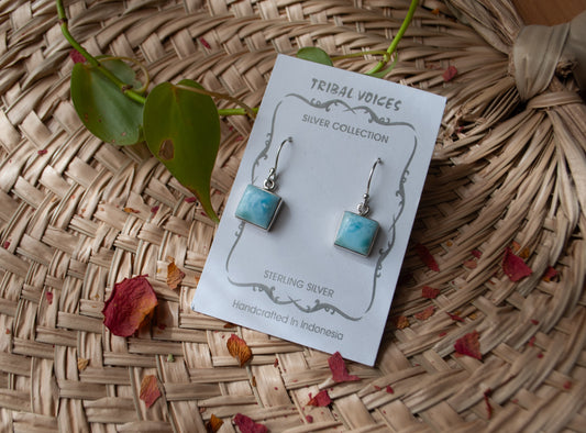 Square Larimar Earrings