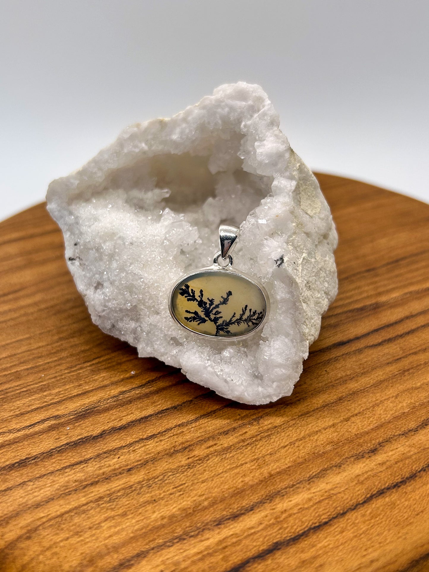 Dendritic Agate Long Tree Pendant