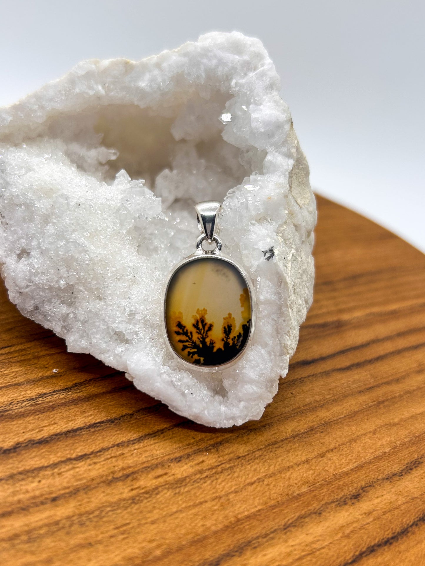 Brown Shadows Dendritic Agate Pendant