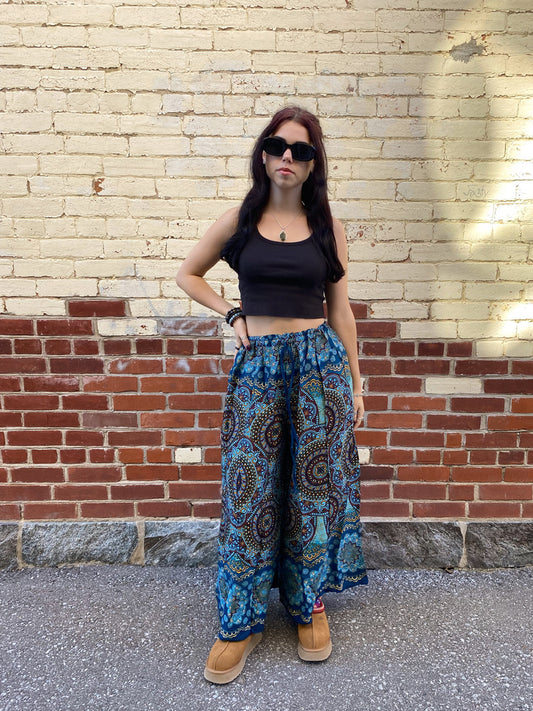 Blue Pattern Flowy Pant