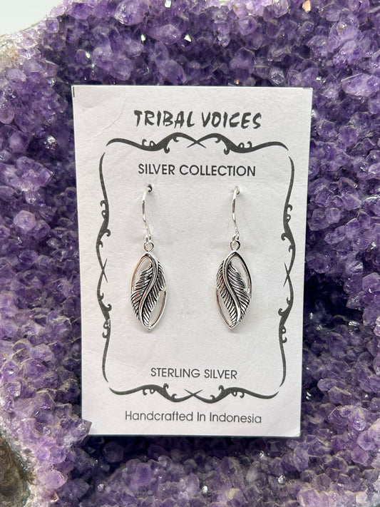 Sterling Silver Feather with Border Dangles