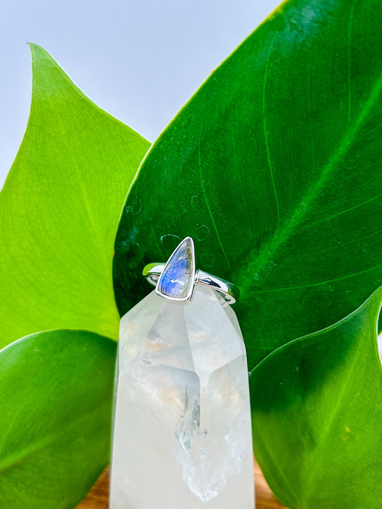 Triangular Labradorite Ring (size 7)