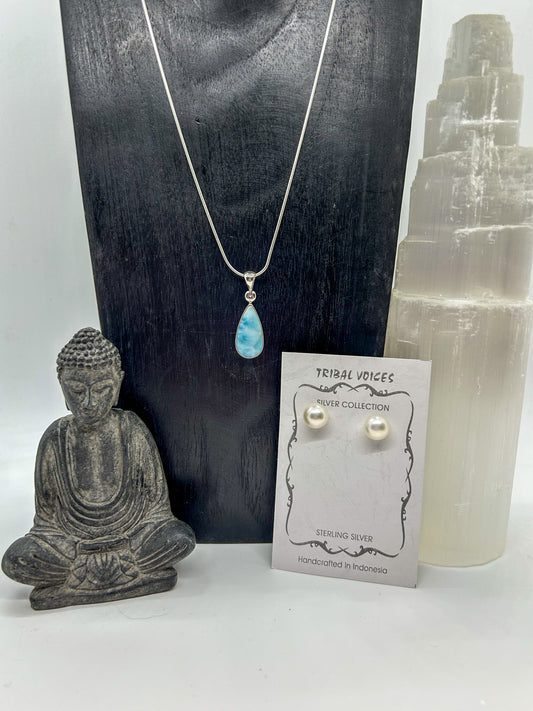 Larimar & Pearl Set