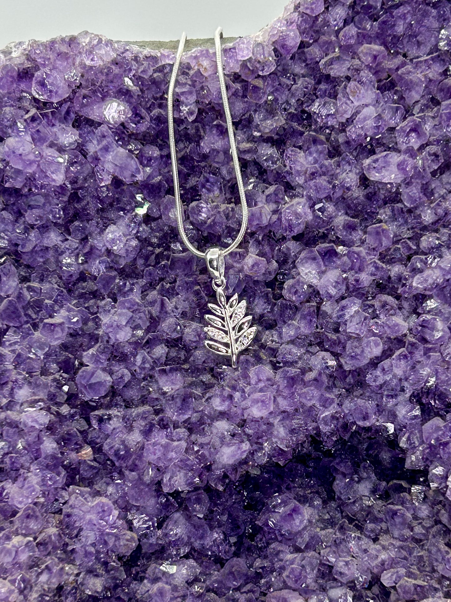 Leaf with Cubic Zirconia Pendant