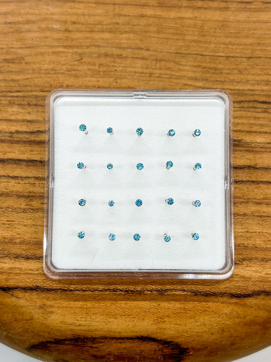 Light Blue Circular Straight-Back Nose Studs