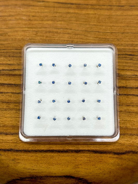 Light Blue Square Straight-Back Nose Studs