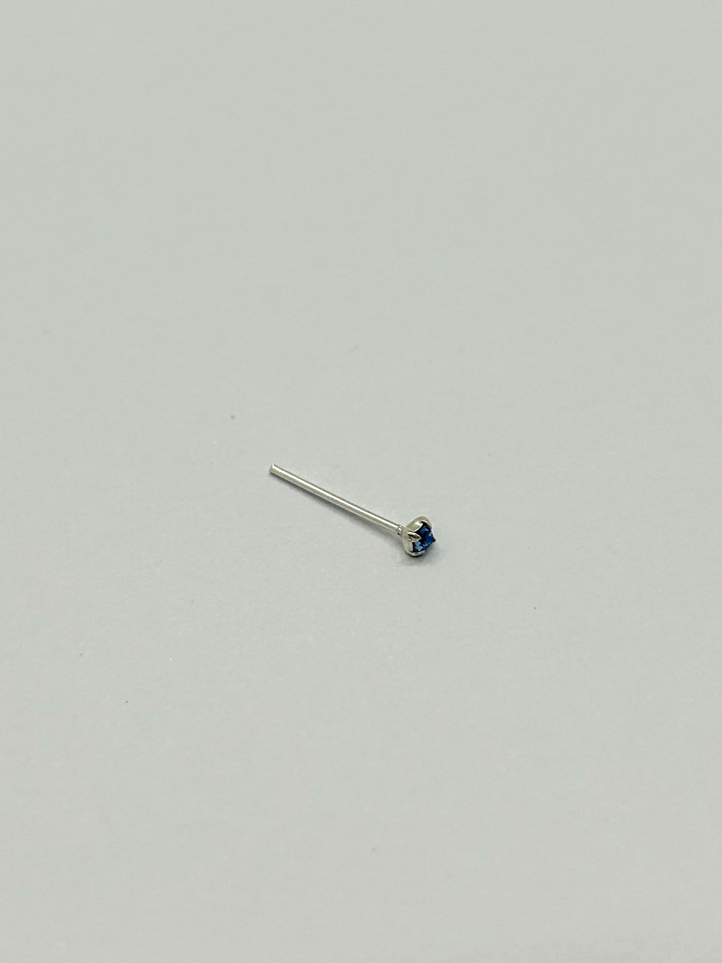 Light Blue Square Straight-Back Nose Studs