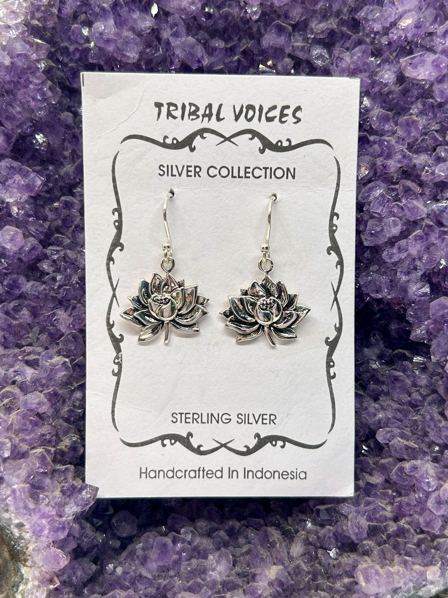 Sterling Silver Lotus Dangles