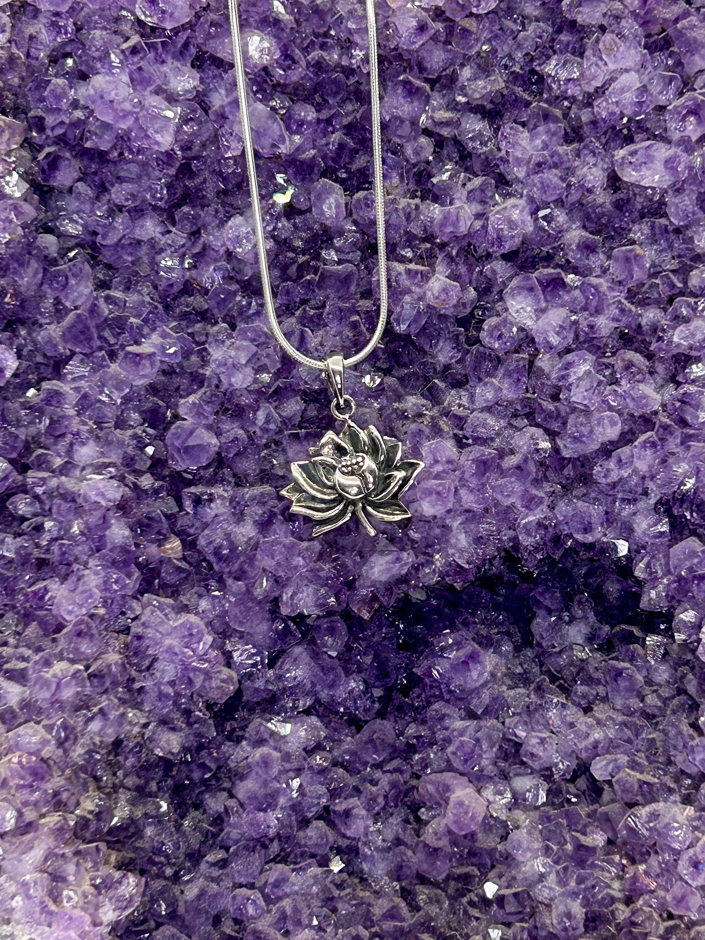 Sterling Silver Solid Lotus Pendant