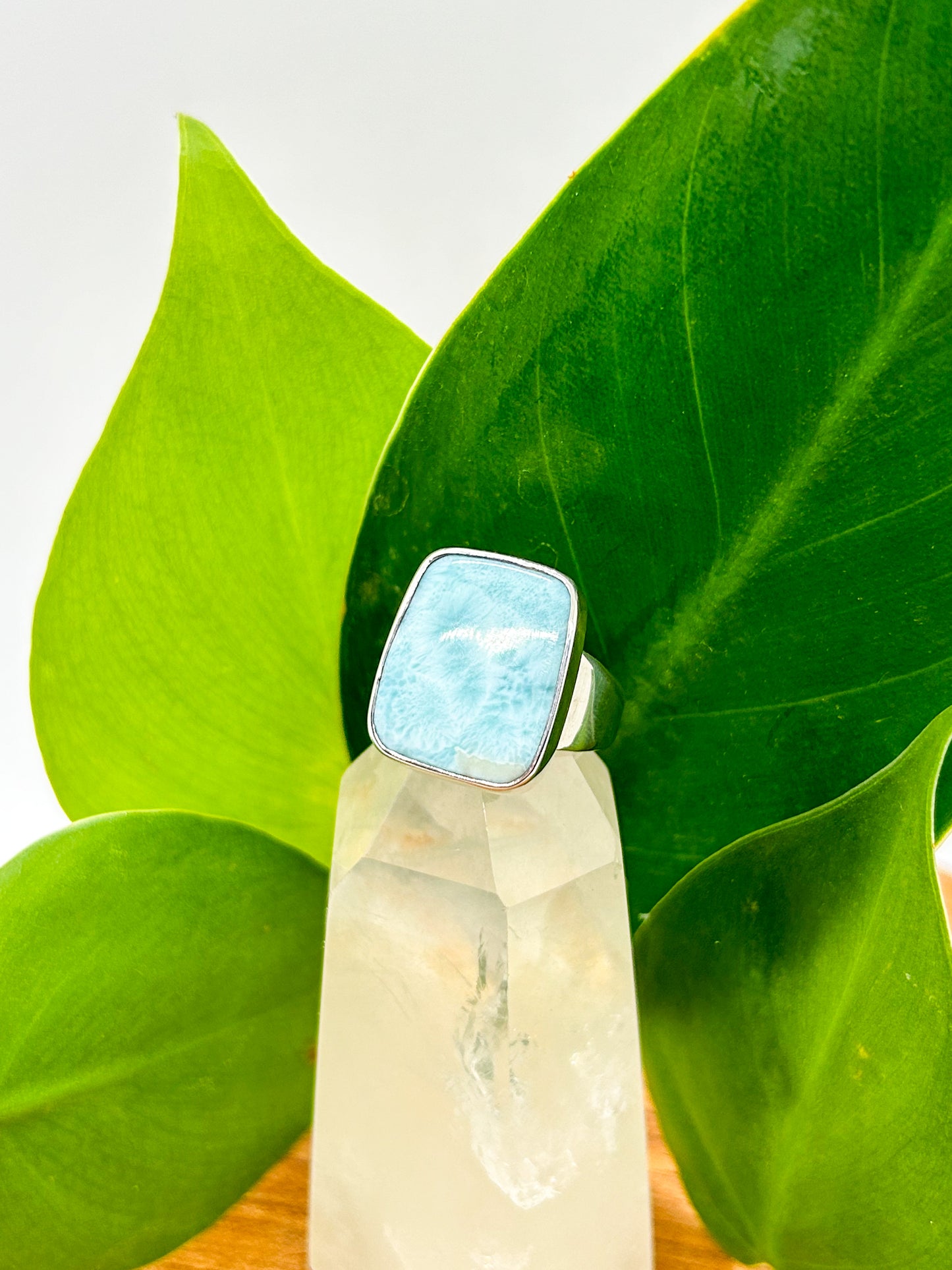 Square-set Larimar Ring (size 6.5)