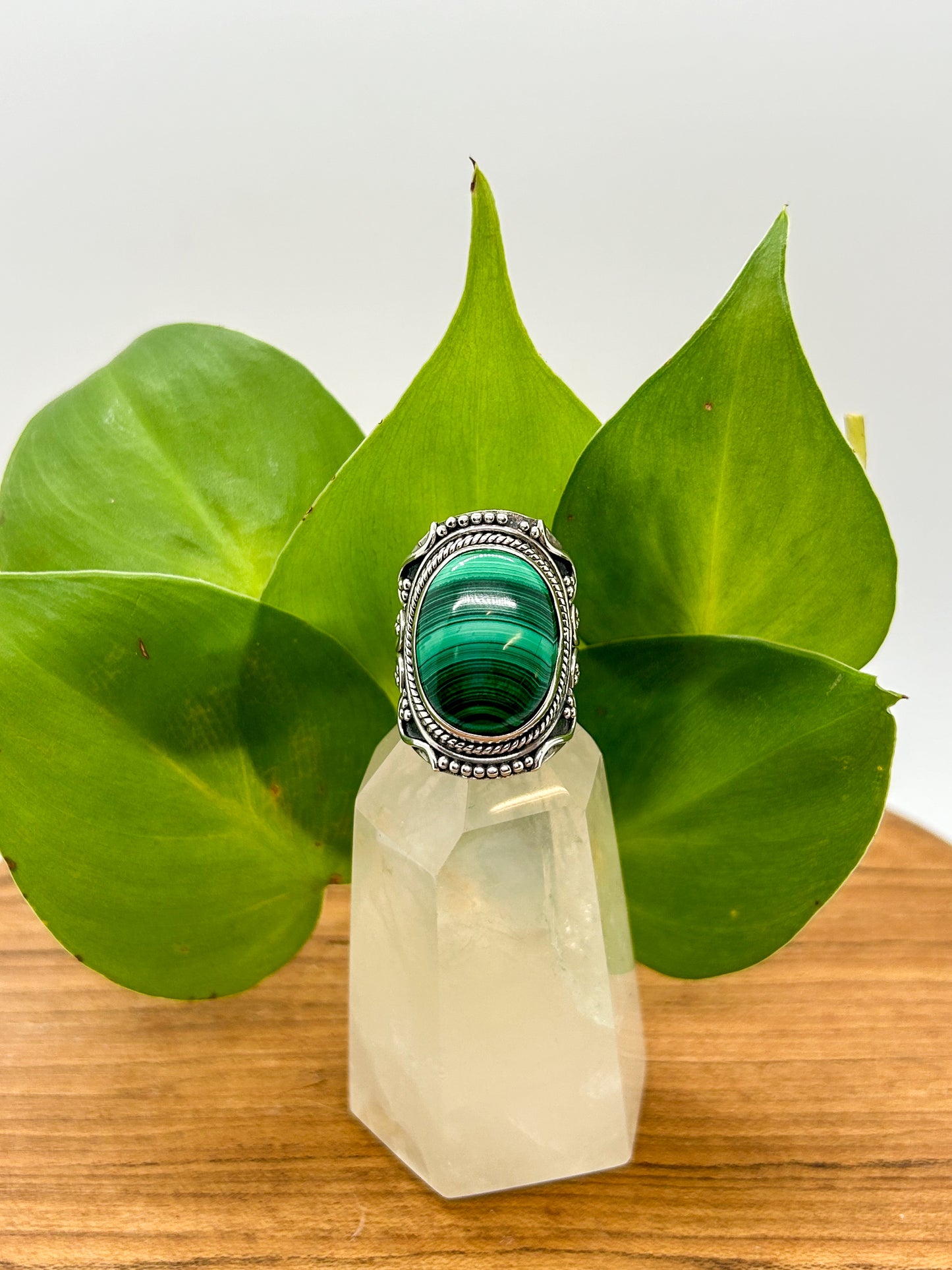 Statement Malachite Ring (Size 7)