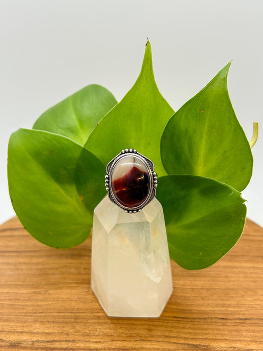 Mauve Flower Mookaite Ring (Size 8)