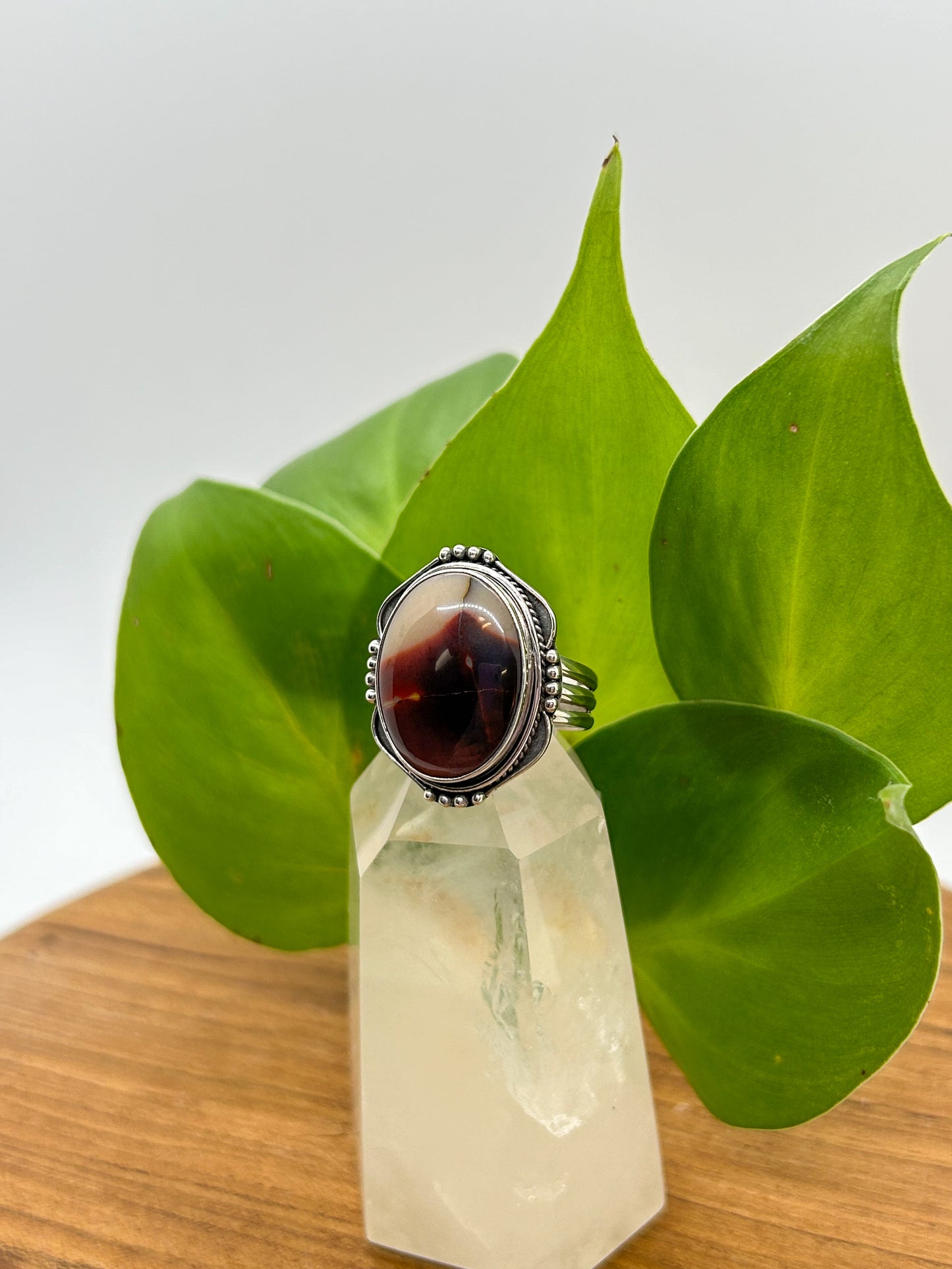 Mauve Flower Mookaite Ring (Size 8)