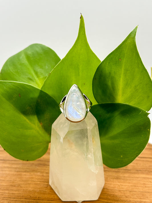 Teardrop Moonstone Ring (size 9)