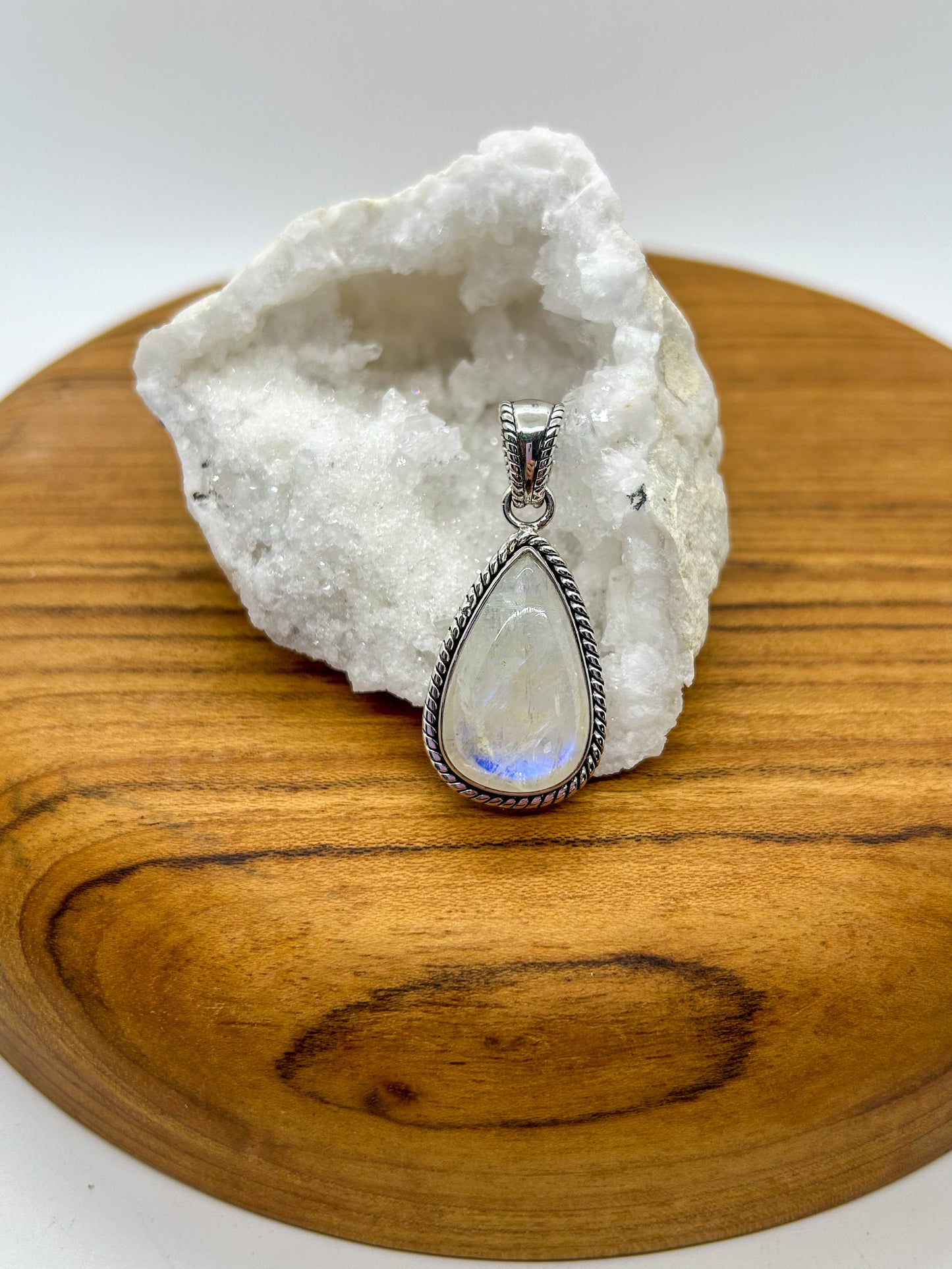 Braided Teardrop Moonstone Pendant