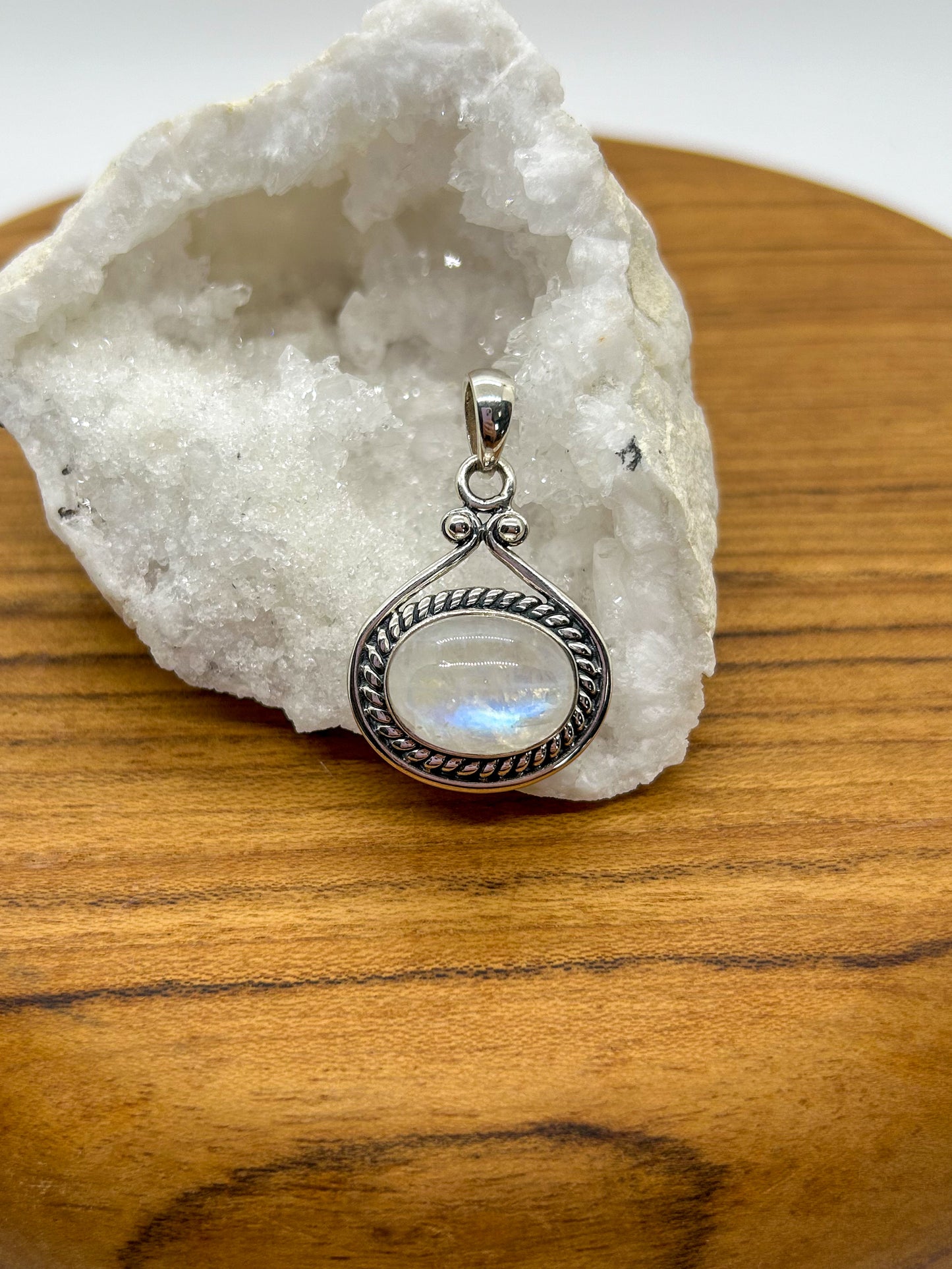 Braided Oblong Moonstone Pendant