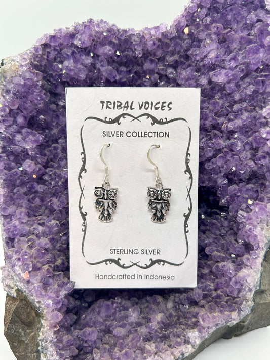 Sitting Owl Dangle Earrings