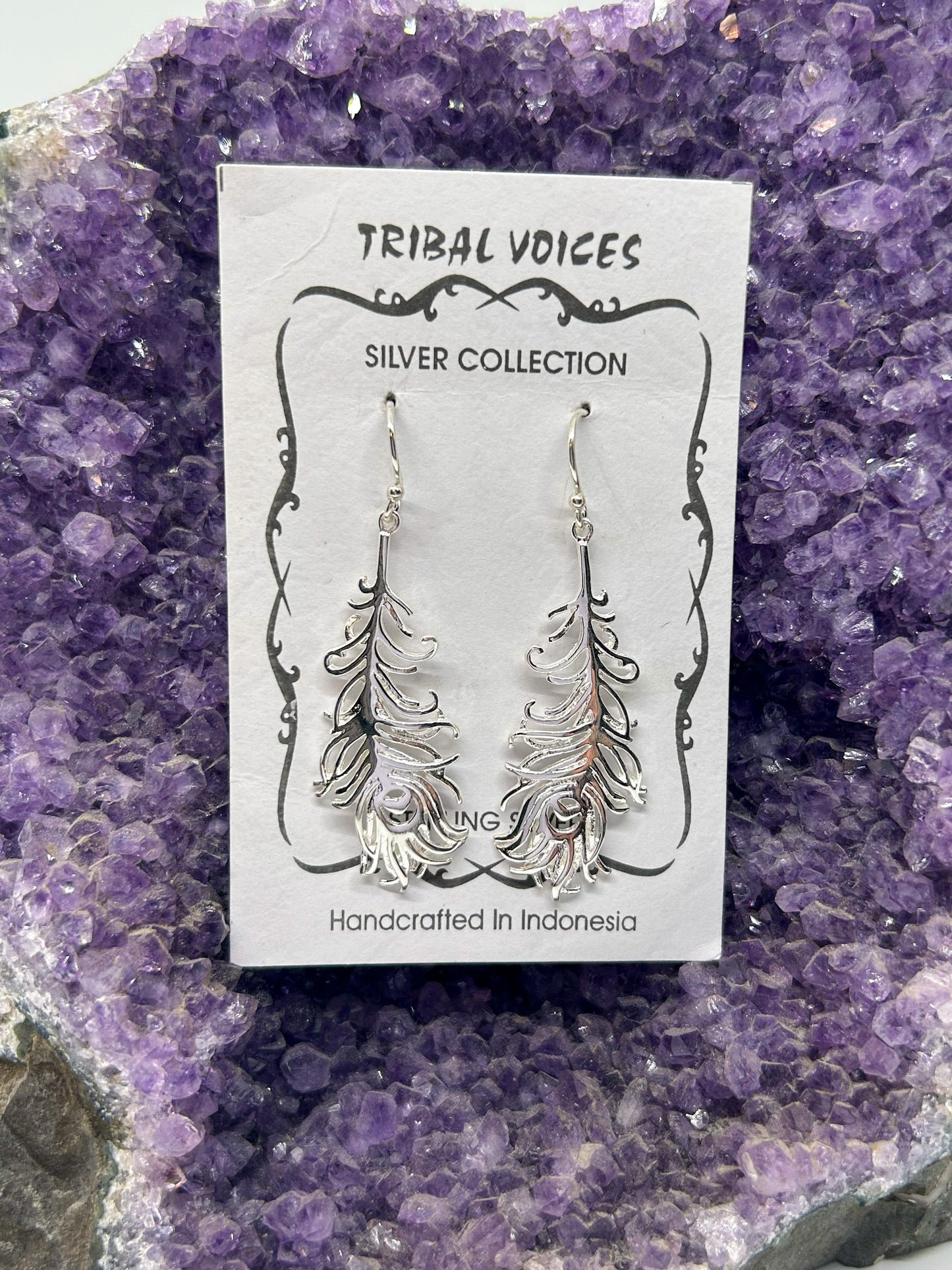 Sterling Silver Peacock Feather Dangles