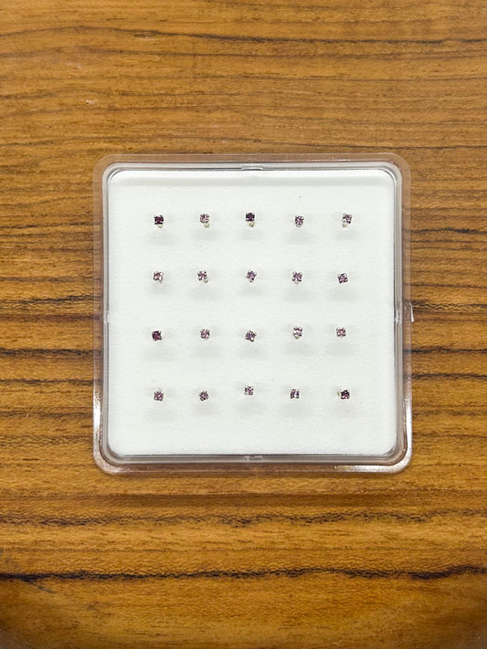 Purple Square Nose Studs- Ball Back