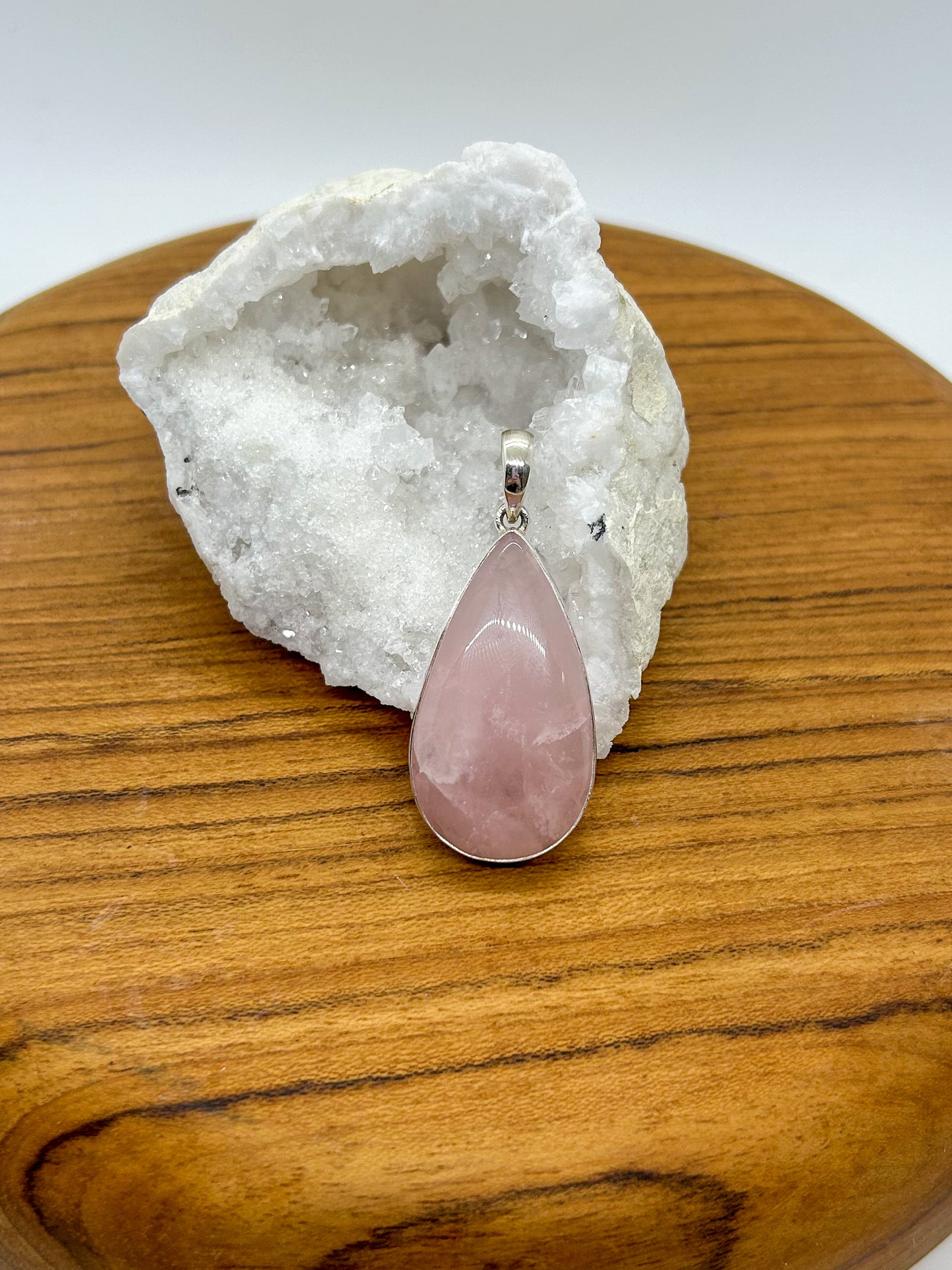 Large Rose Quartz Teardrop Pendant