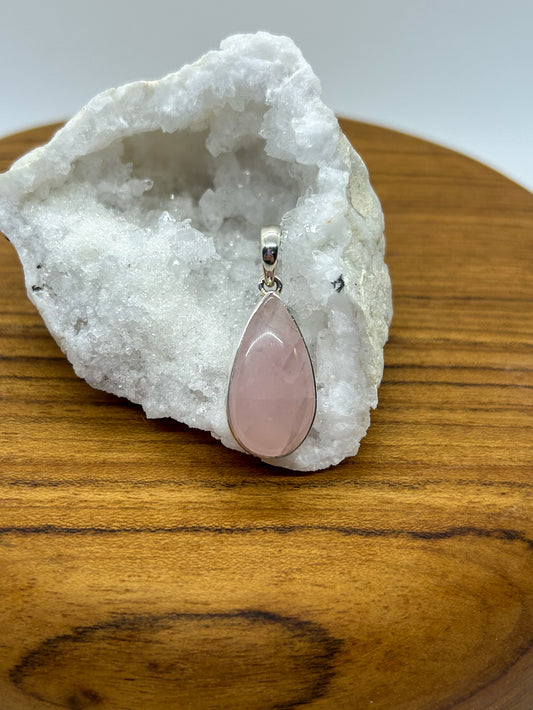 Medium Rose Quartz Teardrop Pendant