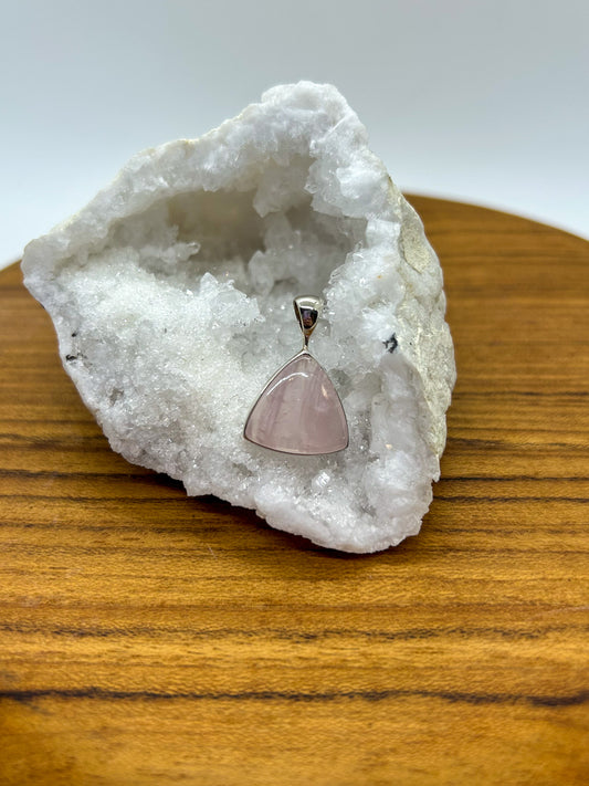 Rose Quartz Wide Triangular Pendant