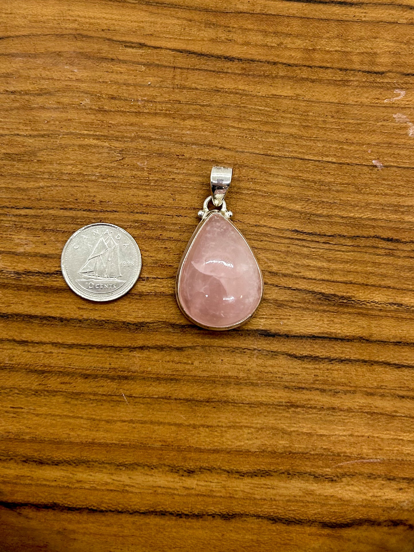 Medium Rose Quartz Rounded Teardrop Pendant