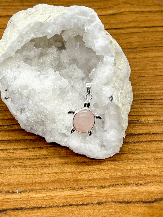 Rose Quartz Turtle Pendant