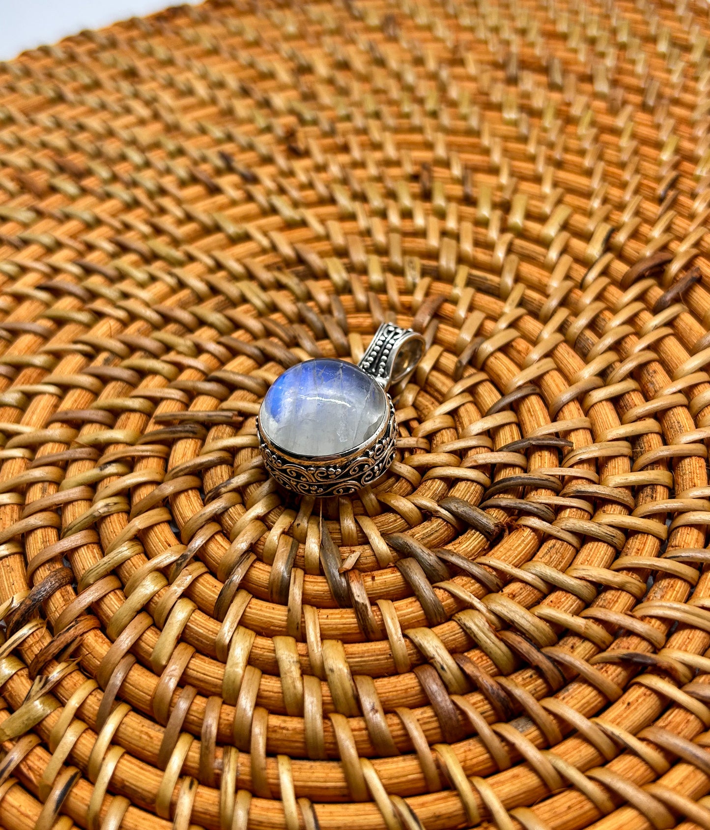 Large Filigree Full Moon Moonstone Pendant