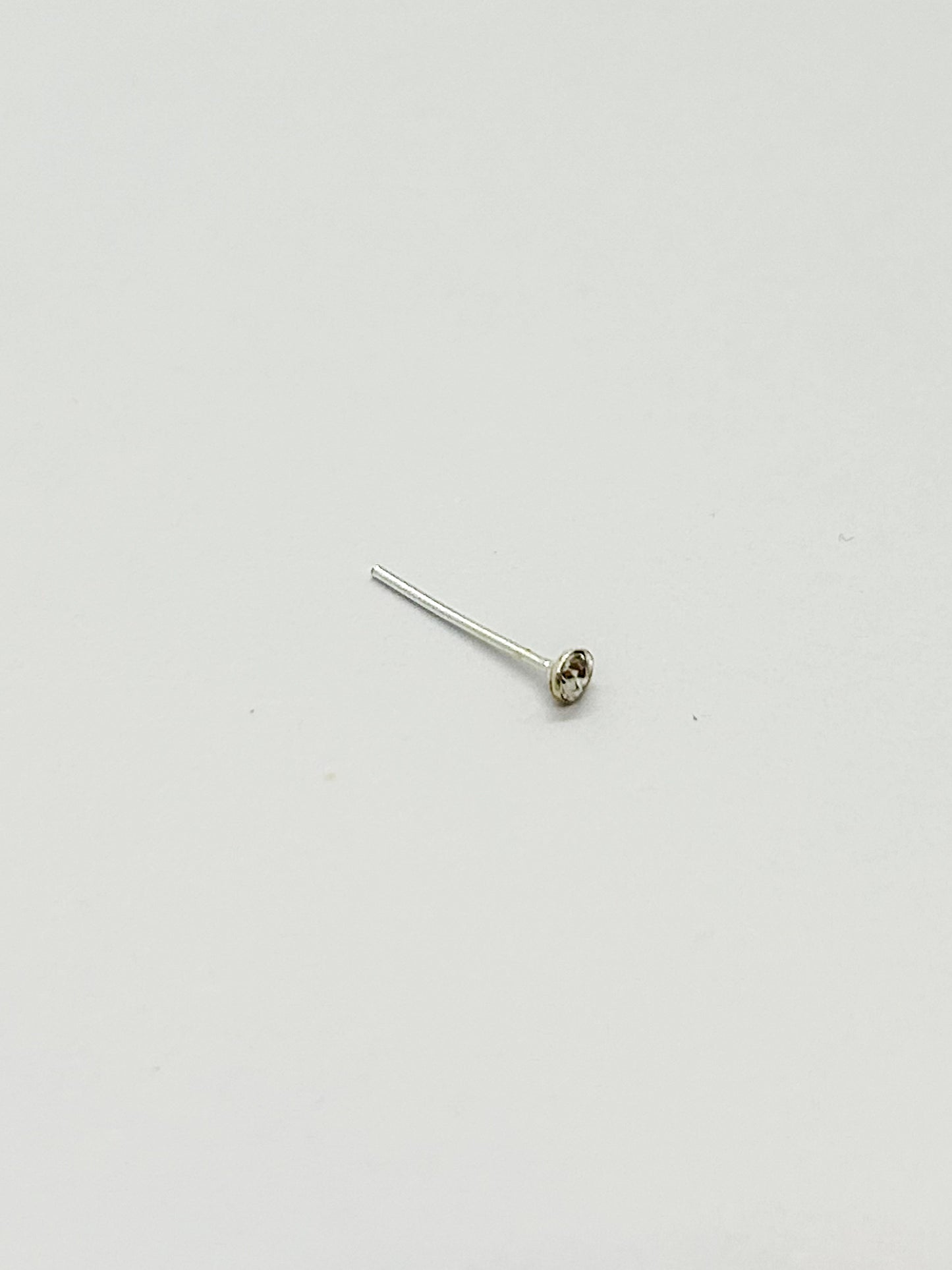 Circular Cubic Zirconia Straight-Back Nose Studs