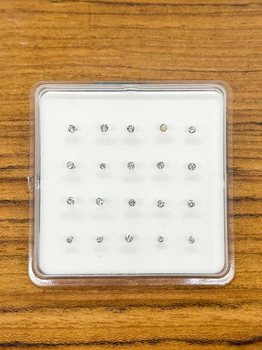 White CZ Circle Nose Studs- Ball Back