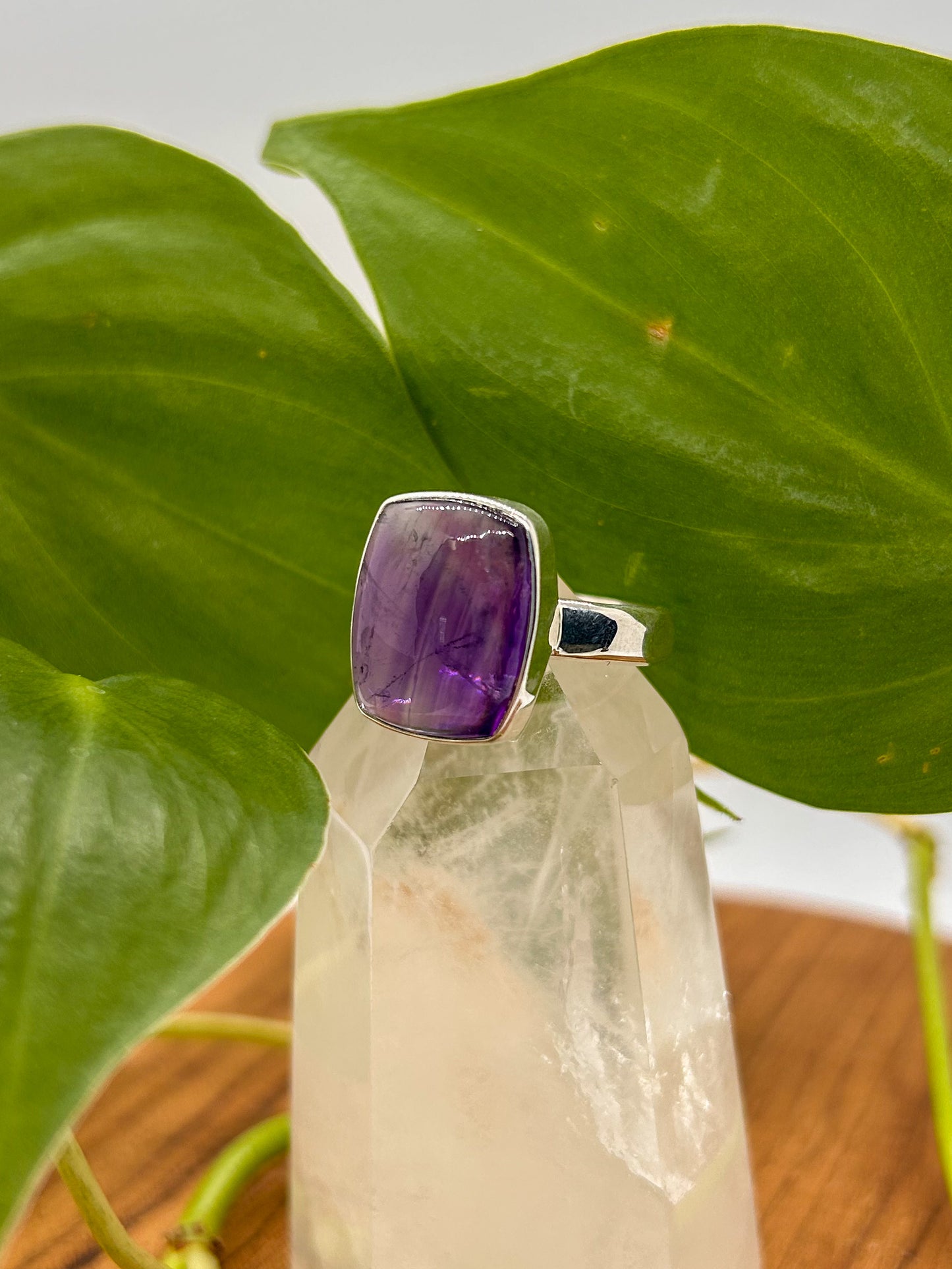 Square Cut Amethyst Ring Size 9