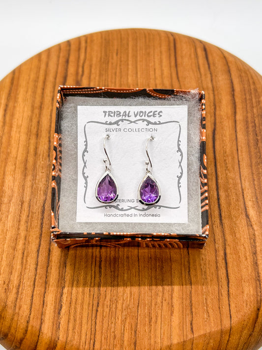 Faceted Amethyst Teardrop Dangles